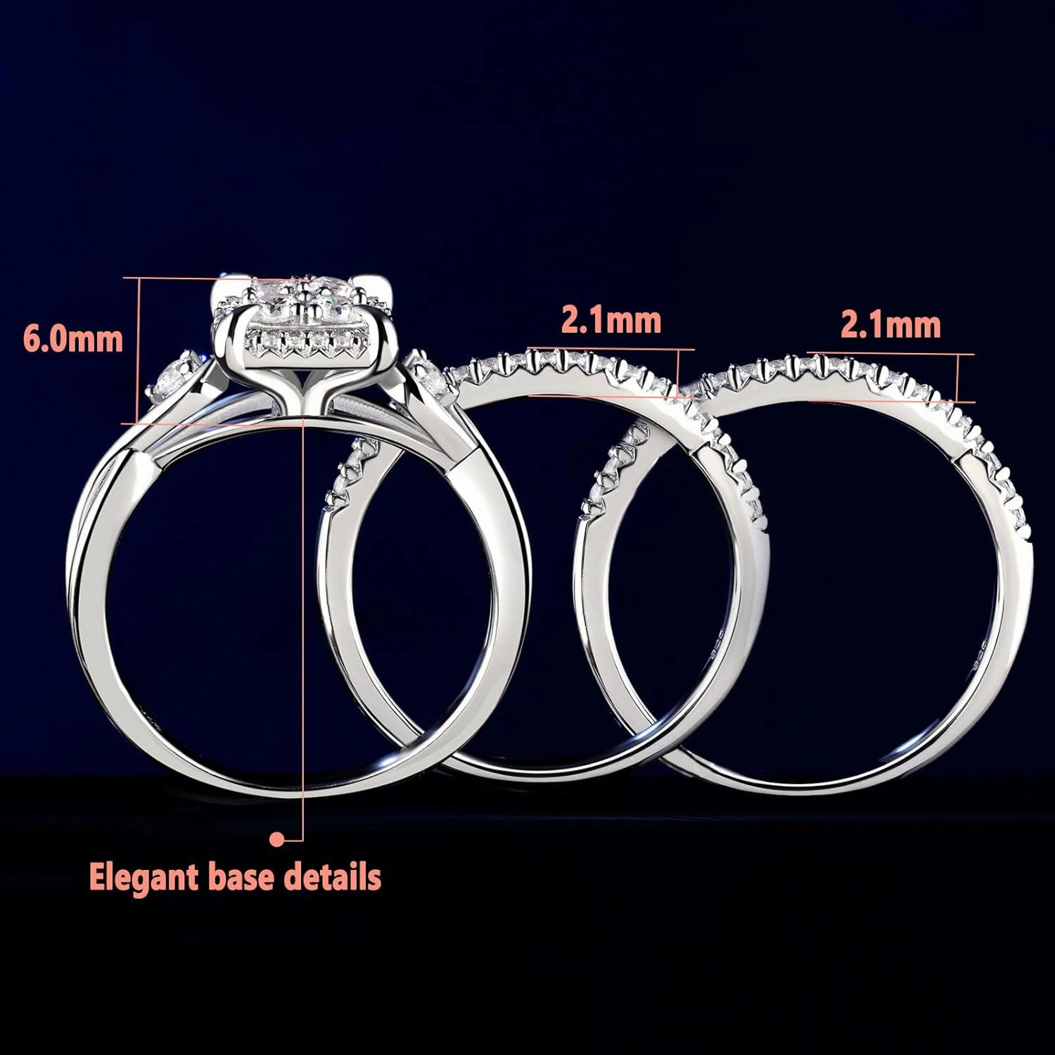 SHELOVES Infinity Sterling Silver Wedding Rings Set Round Cut Princess Cluster Cz for Women Sz 4-13