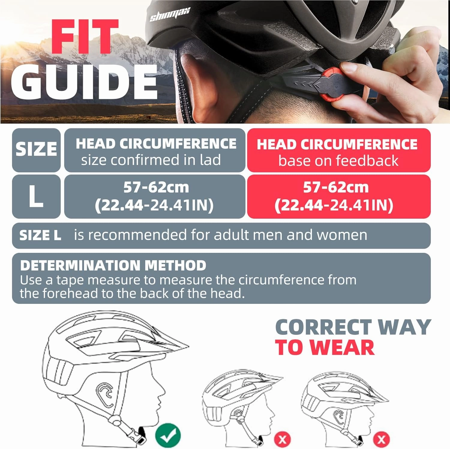 Shinmax Bike Helmet, CPSC/CPC Bike Helmet for Adult Men Women with Magnetic Goggles&Led Back Light Cycling Helmet Adjustable SM-T69