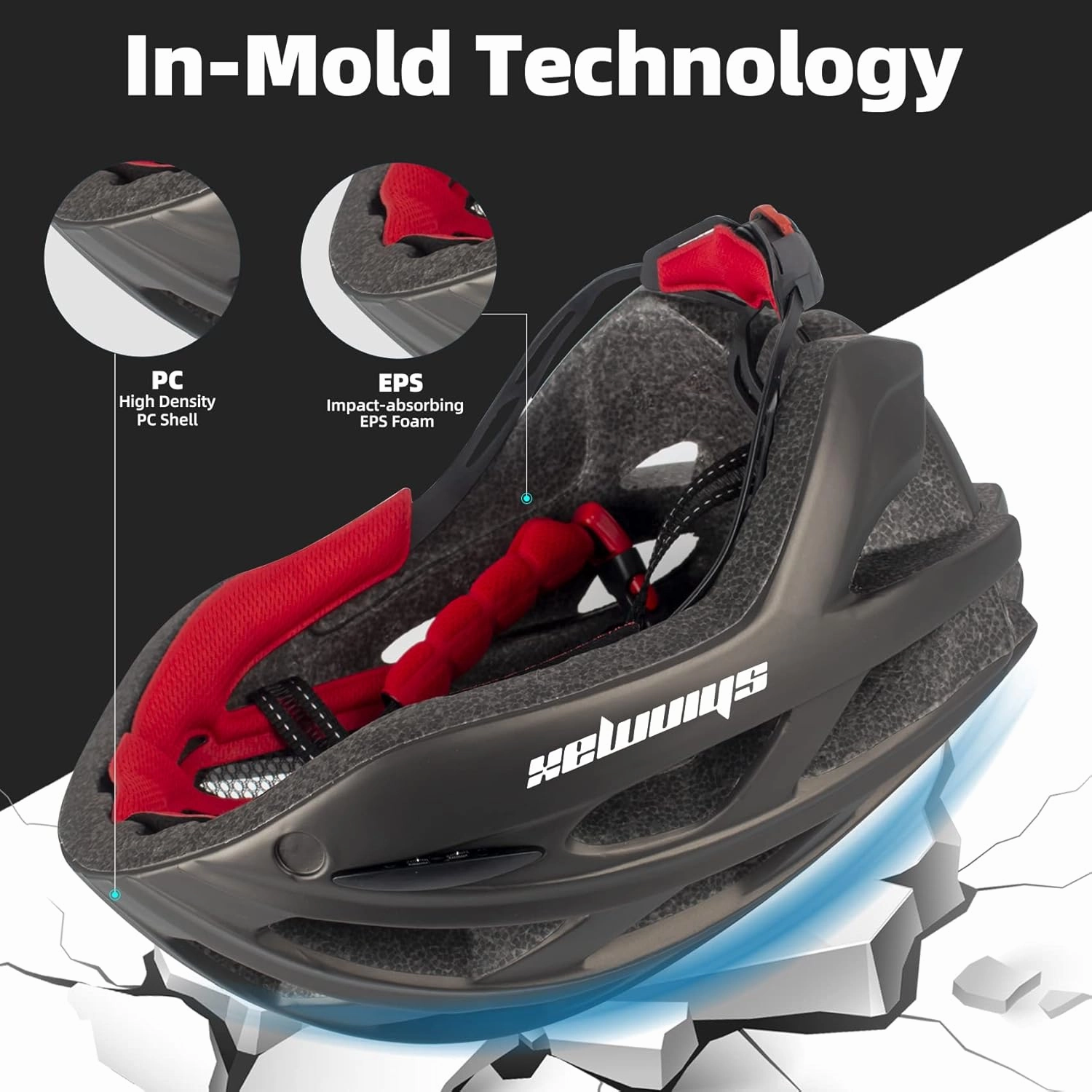 Shinmax Bike Helmet, CPSC/CPC Bike Helmet for Adult Men Women with Magnetic Goggles&Led Back Light Cycling Helmet Adjustable SM-T69
