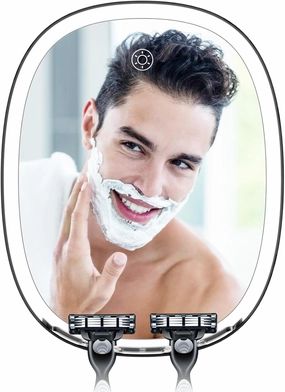 Shower Mirror Fogless for Shaving and Makeup, Anti-Fog Shatterproof Bathroom Shower Mirror with Light (3 Color Setting), Long-Lasting Removable Adhesive Hook, 360° Swivel for Men and Women