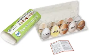 Sight Word Games 500 Natural Egg Sight Word Flash Cards Kindergarten Game - Egg Fry Word Flash Cards Reading Games - Preschool Games, Kindergarten Learning Games - Egg Flashcards in Carton