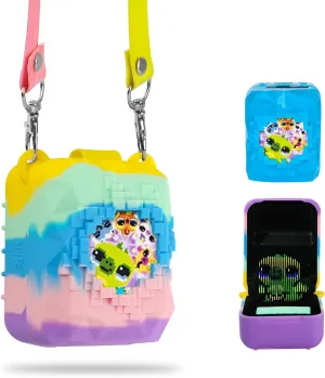 Silicone Cover Case with Lanyard for Bitzee Magicals Interactive Toy Digital Pet, Protective Case Holder Skin for Bitzee Virtual Electronic Pets for Girls & Boys Colourful