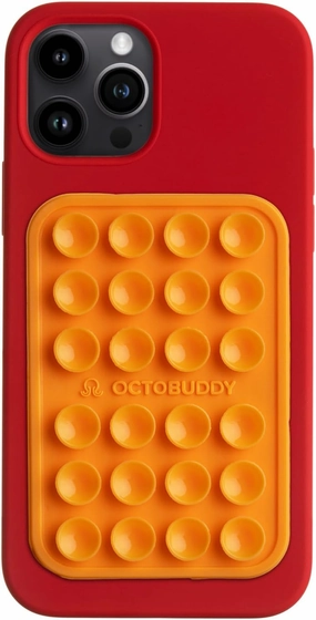 Silicone Suction Phone Case Adhesive Mount - Hands-Free, Strong Grip Holder for Selfies & Videos - Durable, Easy to Use - iPhone & Android Compatible - 2.25″ x 3.25″, Marigold