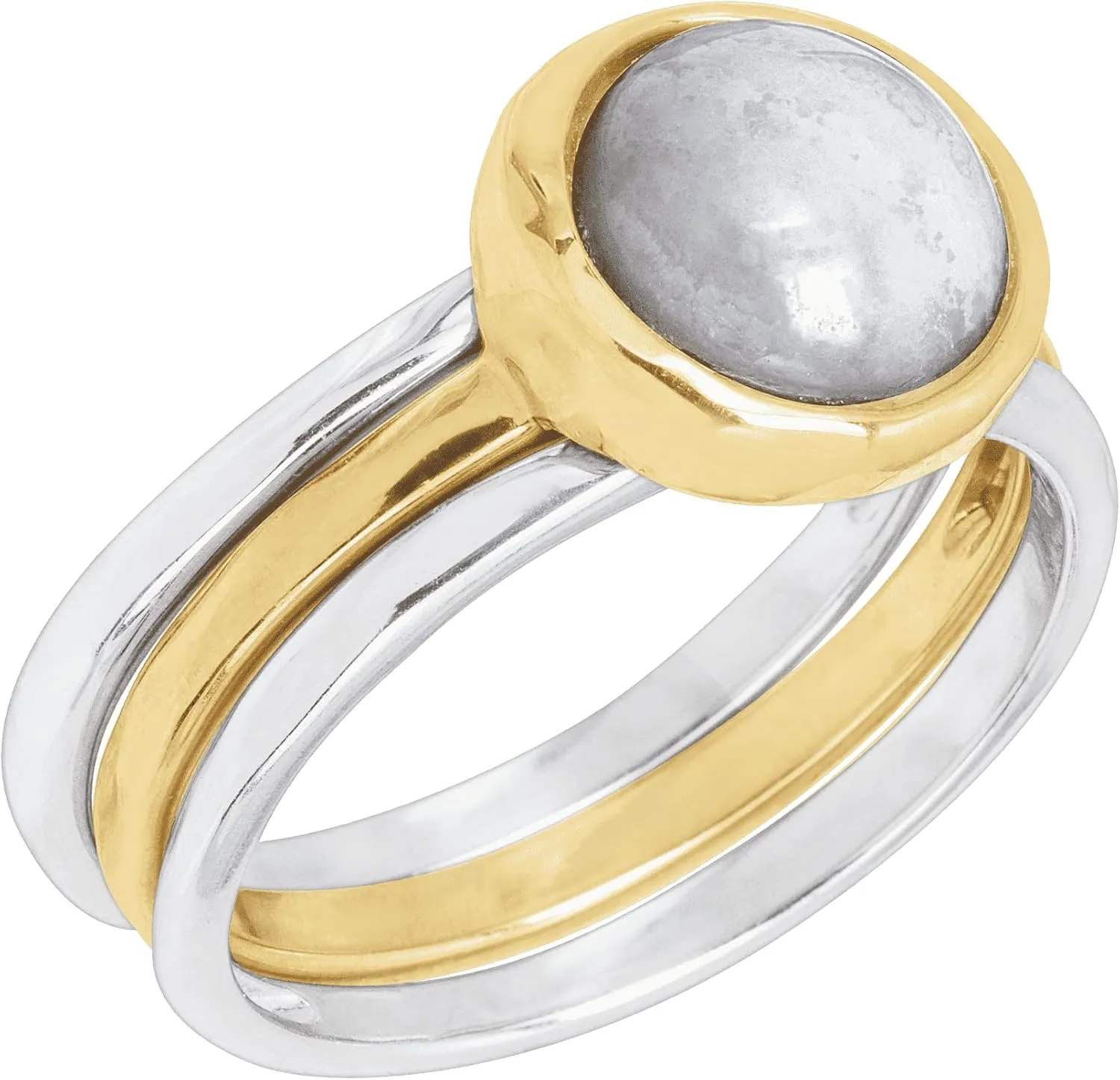 Silpada 'in Good Campanile' Stacking Rings with Natural Blue Lace Agate in Sterling Silver & Brass