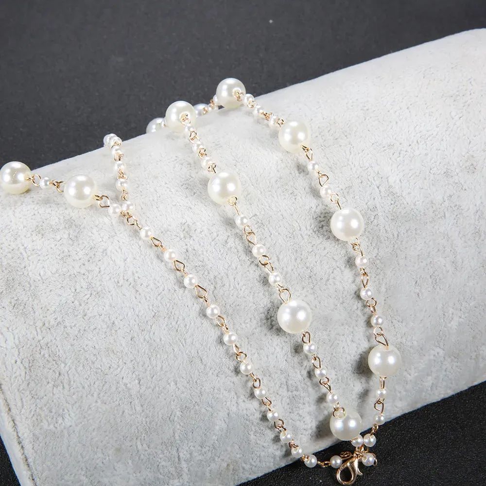 Simple Multi-Layer Pearl Anklet