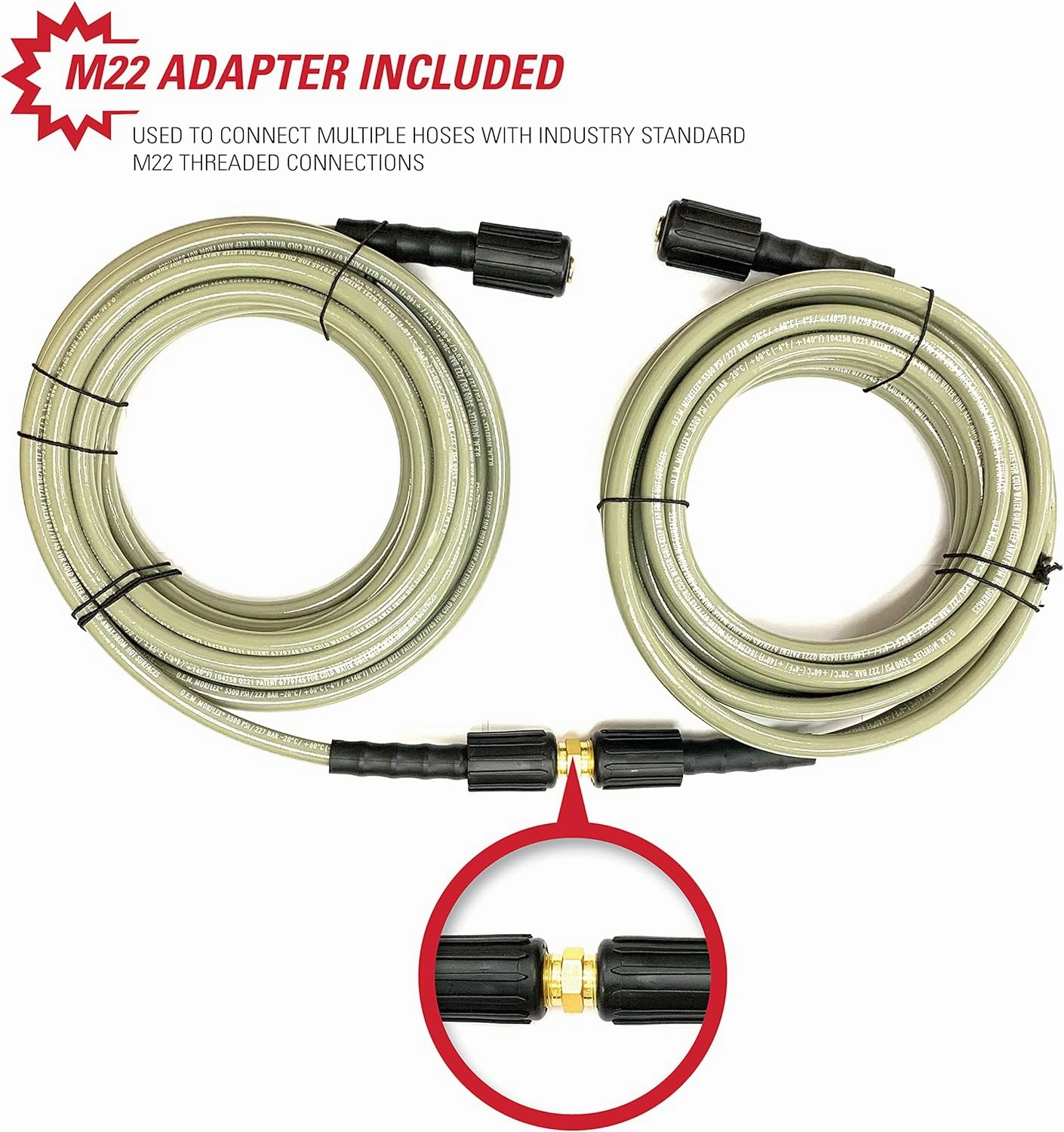 Simpson Cleaning 40224 Morflex Series 3300 PSI Pressure Washer Hose, Cold Water Use, Inner Diameter, Natural, 25-Feet (1/4 Inch)