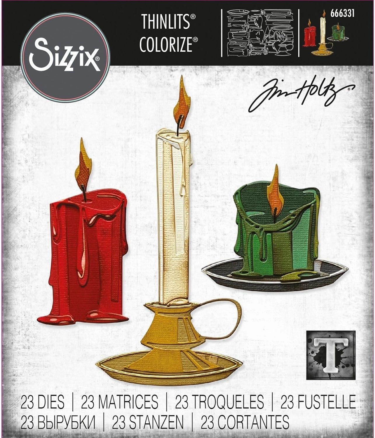 Sizzix Thinlits Die Set 23PK Candleshop Colorize by Tim Holtz | 666331 | Metal, Wafer-Thin Cutting Dies for Scrapbooking, Embossing, Journalling, Silver