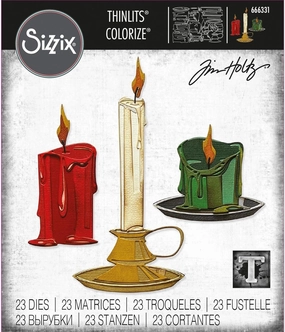 Sizzix Thinlits Die Set 23PK Candleshop Colorize by Tim Holtz | 666331 | Metal, Wafer-Thin Cutting Dies for Scrapbooking, Embossing, Journalling, Silver