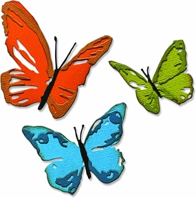 Sizzix Thinlits Die Set 3PK Brushstroke Butterflies by Tim Holtz | 665848 |Chapter 2 2022, Multicolor