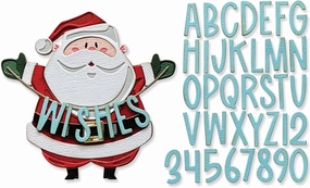 Sizzix Thinlits Die Set 49PK Santa Greetings Colorize by Tim Holtz | 666338 | Metal, Wafer-Thin Cutting Dies for Scrapbooking, Embossing, Journalling, Silver
