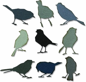 Sizzix Thinlits Die Set 9PK Silhouette Birds by Tim Holtz | 665861 |Chapter 2 2022, Multicolor