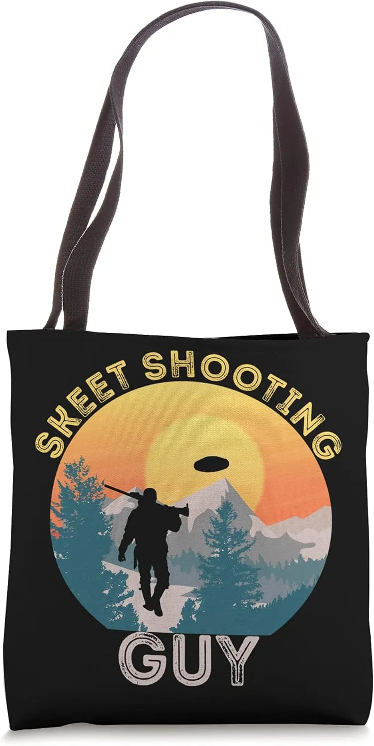 Skeet Trap Clay Skeet Shooting Guy Shotgun Shooter Firing Tote Bag