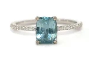Sky Blue Montana Sapphire Ring, Unheated Montana Sapphire Ring, Teal Gray Sapphire Ring, Custom Made Montana Sapphire Ring, Solitaire Ring