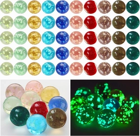 Skylety 50 Pieces Marbles Glow in The Dark Handmade Glass Marbles Colorful Glass Marble for Boys and Girls Marble Games, DIY and Home Decoration, 10 Colors