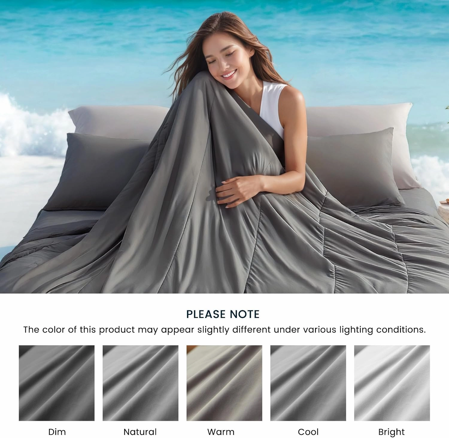 SLEEP ZONE Queen Cooling Comforter Set for Hot Sleepers, Nanotex Cooling Blanket，3 Pieces Jersey Knit Bedding, Reversible Cool Feeling, Soft and Breathable with 2 Pillowcases, 1 Comforter (Dark Grey)