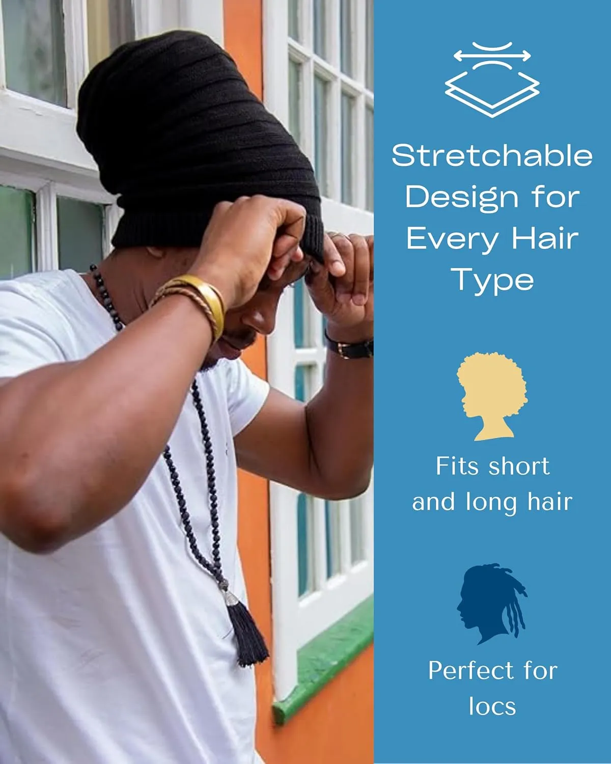 Slouchy Beanie for Locs Dreadlocks and Natural Hair Styles. Dreadlock Cap Dread Hats for Women Dreadlock Beanie for Men