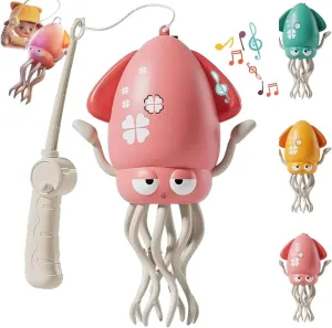 Smart Tentacle Explorer, Playful Dancing Octopus Toy, Wiggly Wonder Interactive Fun Octopus, Electric Automatic Obstacle Avoidance Toy, Smart 8-Leg Wiggly Robotic with LED & Music(Pink Fishing Rod)