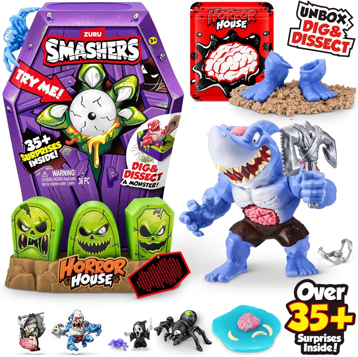 Smashers Mega Horror House (Blue) by ZURU, Interactive Toy, Collectable Toy for Kids and Teens