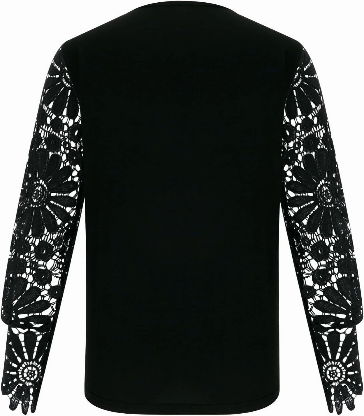 SMIDOW Elegant Lace Lantern Long Sleeve t-Shirt for Women Trendy Sexy Button v Neck Spring Tunic Tops Blouse