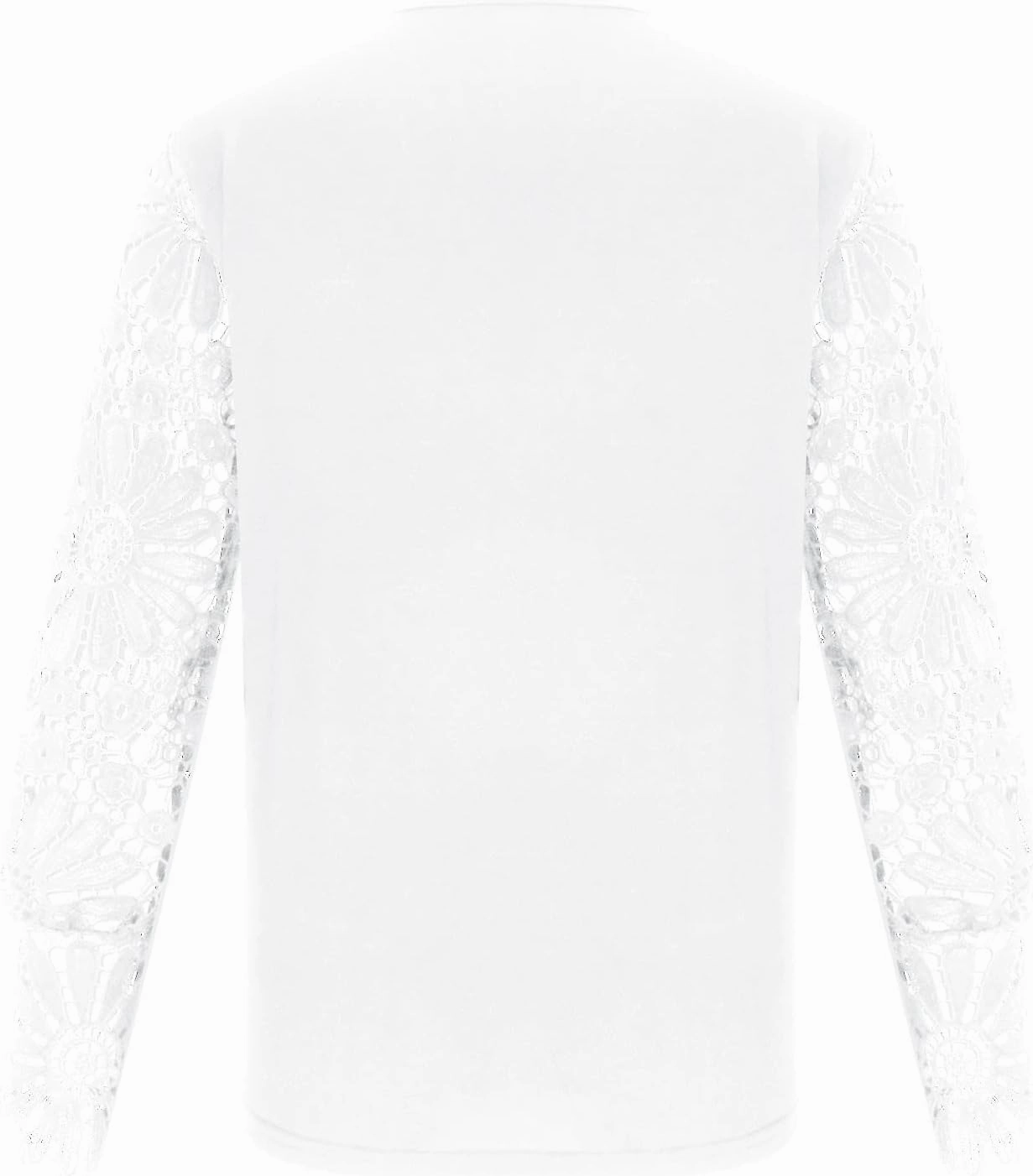 SMIDOW Elegant Lace Lantern Long Sleeve t-Shirt for Women Trendy Sexy Button v Neck Spring Tunic Tops Blouse