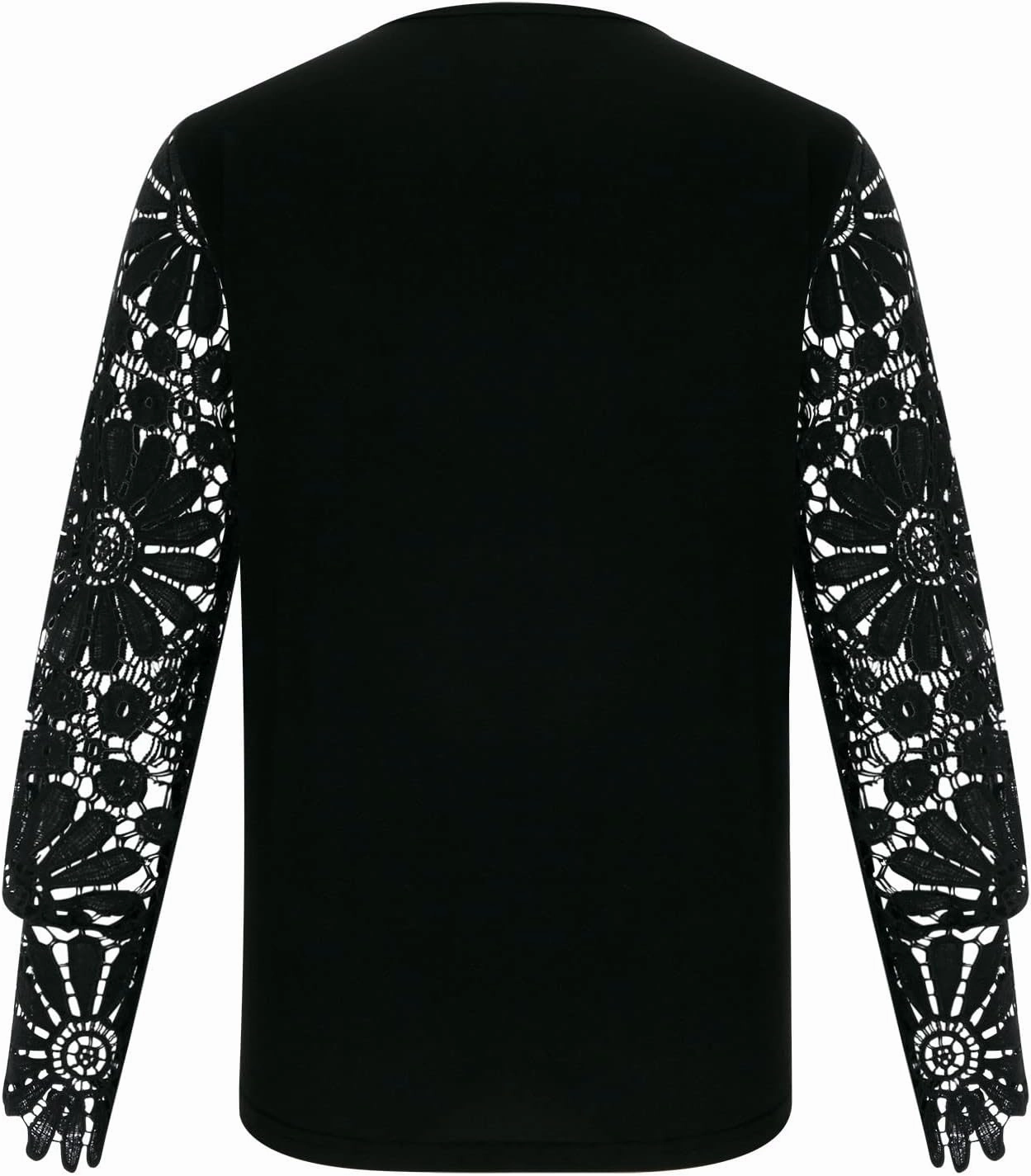 SMIDOW Elegant Lace Lantern Long Sleeve t-Shirt for Women Trendy Sexy Button v Neck Spring Tunic Tops Blouse