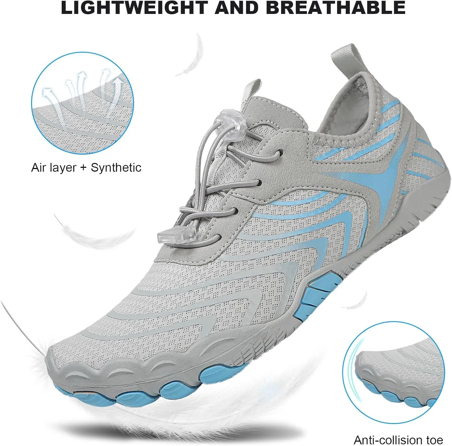 Smoneyful Hiking Footwear Barefoot Shoes Women, Breathable Non Slip, Wide Toe Water Hike, Neuropathy Grounded Comfort Wear