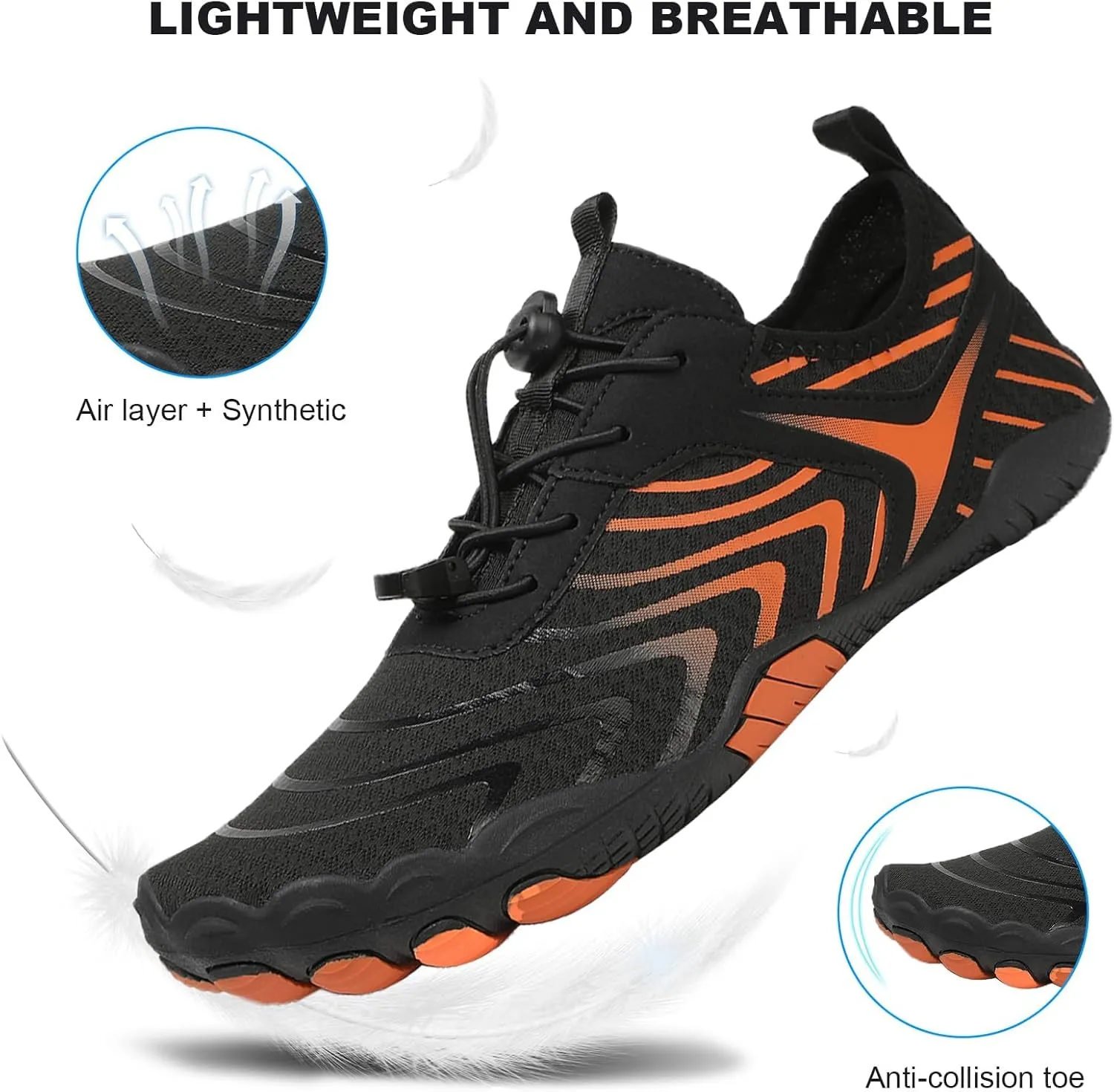 Smoneyful Hiking Footwear Barefoot Shoes Women, Breathable Non Slip, Wide Toe Water Hike, Neuropathy Grounded Comfort Wear
