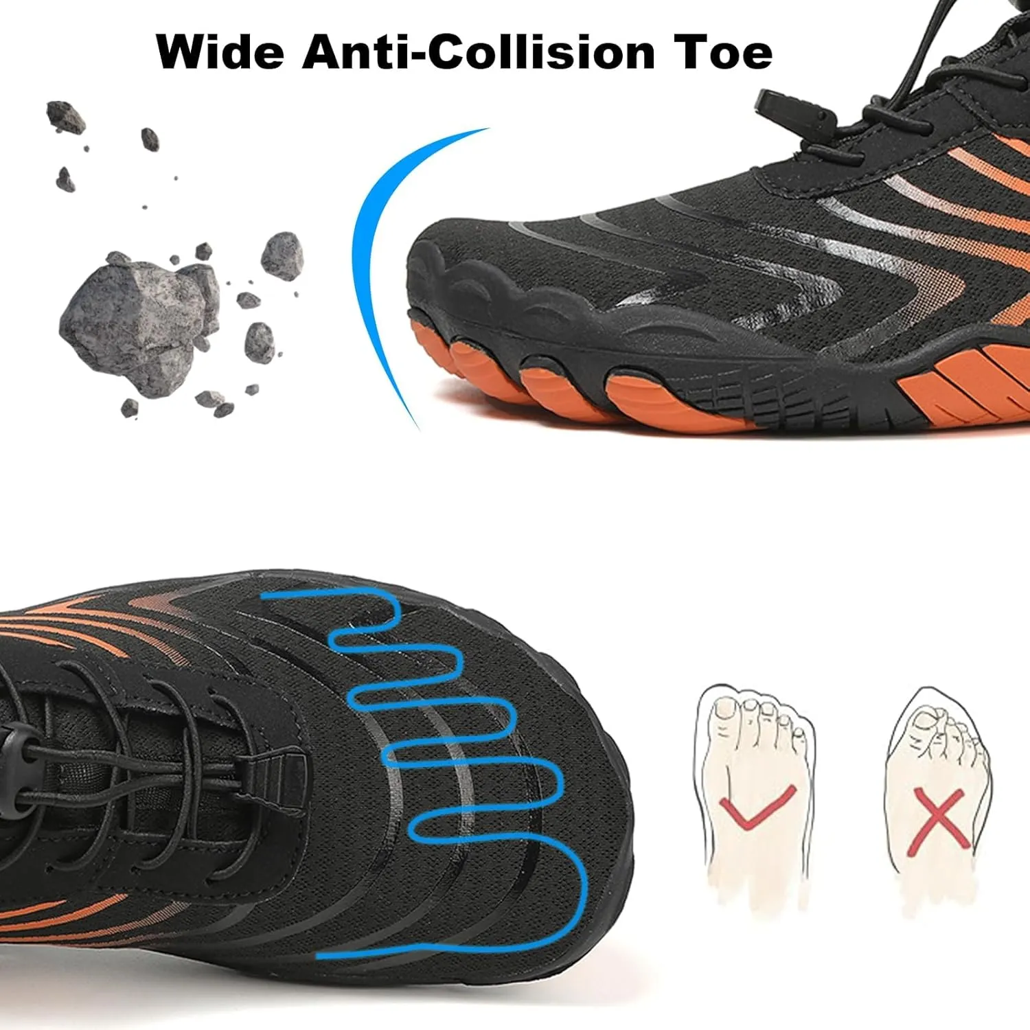 Smoneyful Hiking Footwear Barefoot Shoes Women, Breathable Non Slip, Wide Toe Water Hike, Neuropathy Grounded Comfort Wear
