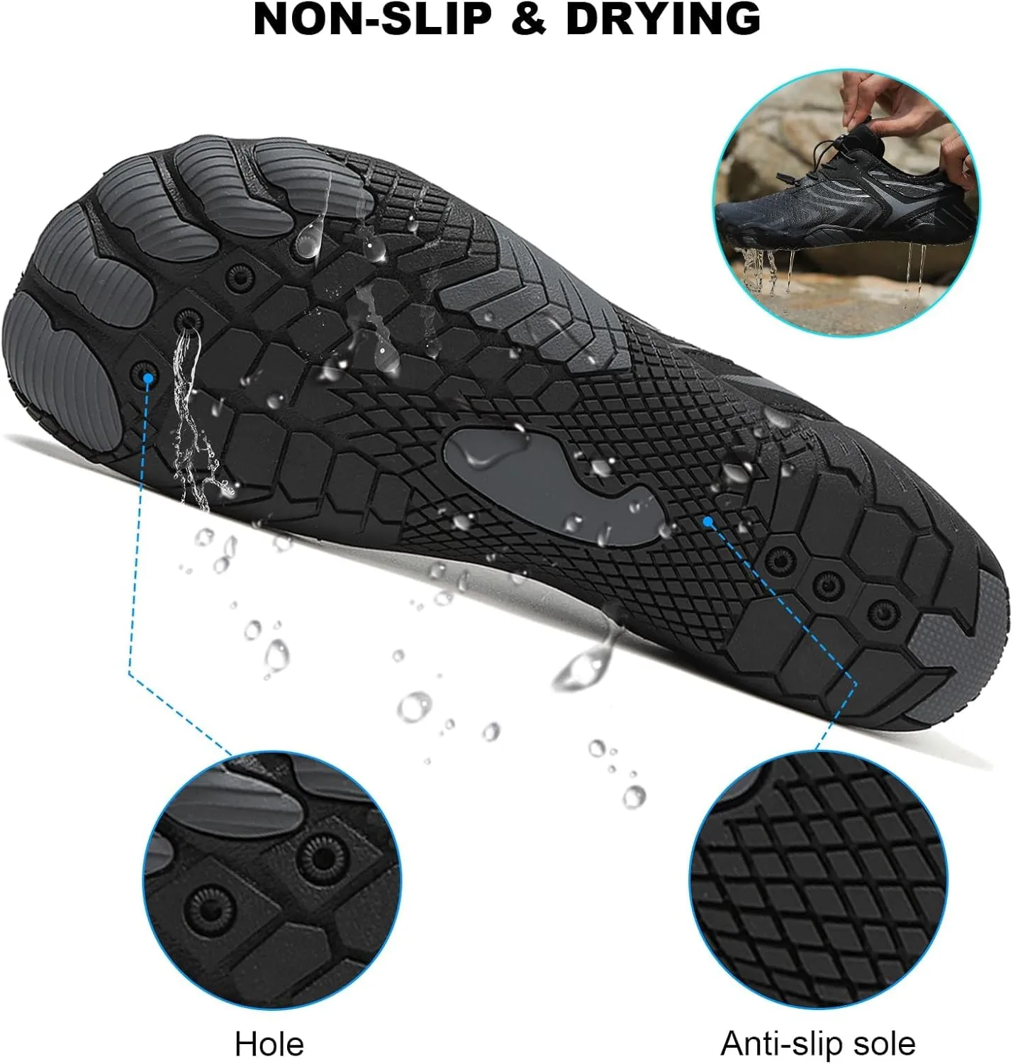 Smoneyful Hiking Footwear Barefoot Shoes Women, Breathable Non Slip, Wide Toe Water Hike, Neuropathy Grounded Comfort Wear