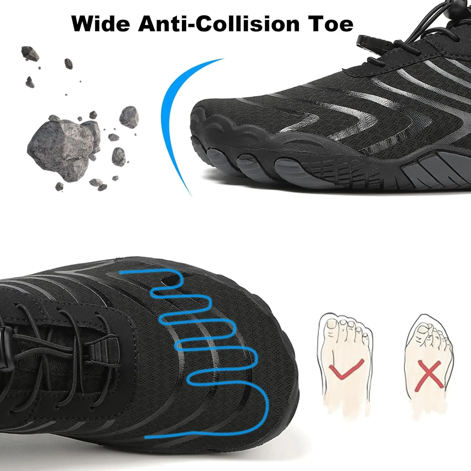Smoneyful Hiking Footwear Barefoot Shoes Women, Breathable Non Slip, Wide Toe Water Hike, Neuropathy Grounded Comfort Wear
