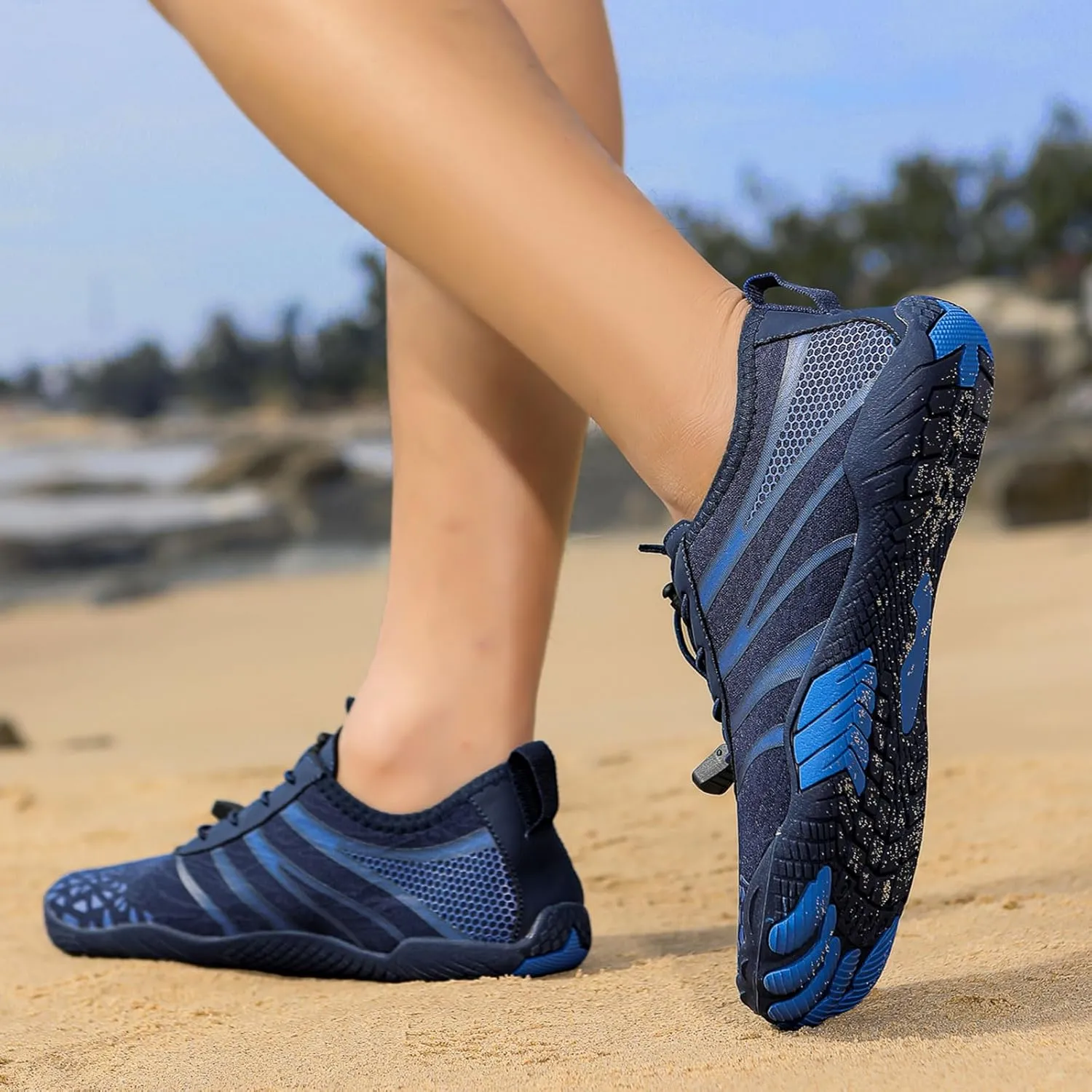 Smoneyful Hiking Footwear Barefoot Shoes Women, Breathable Non Slip, Wide Toe Water Hike, Neuropathy Grounded Comfort Wear