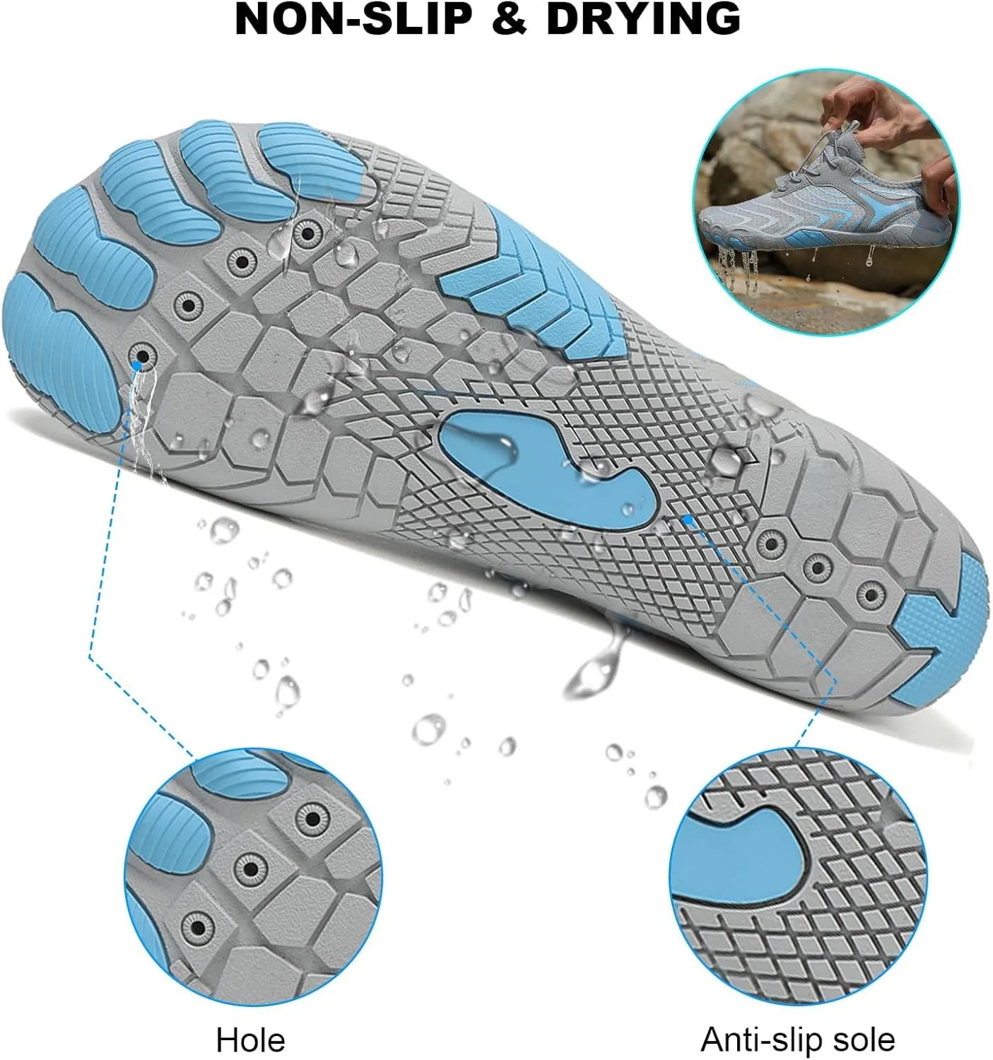 Smoneyful Hiking Footwear Barefoot Shoes Women, Breathable Non Slip, Wide Toe Water Hike, Neuropathy Grounded Comfort Wear