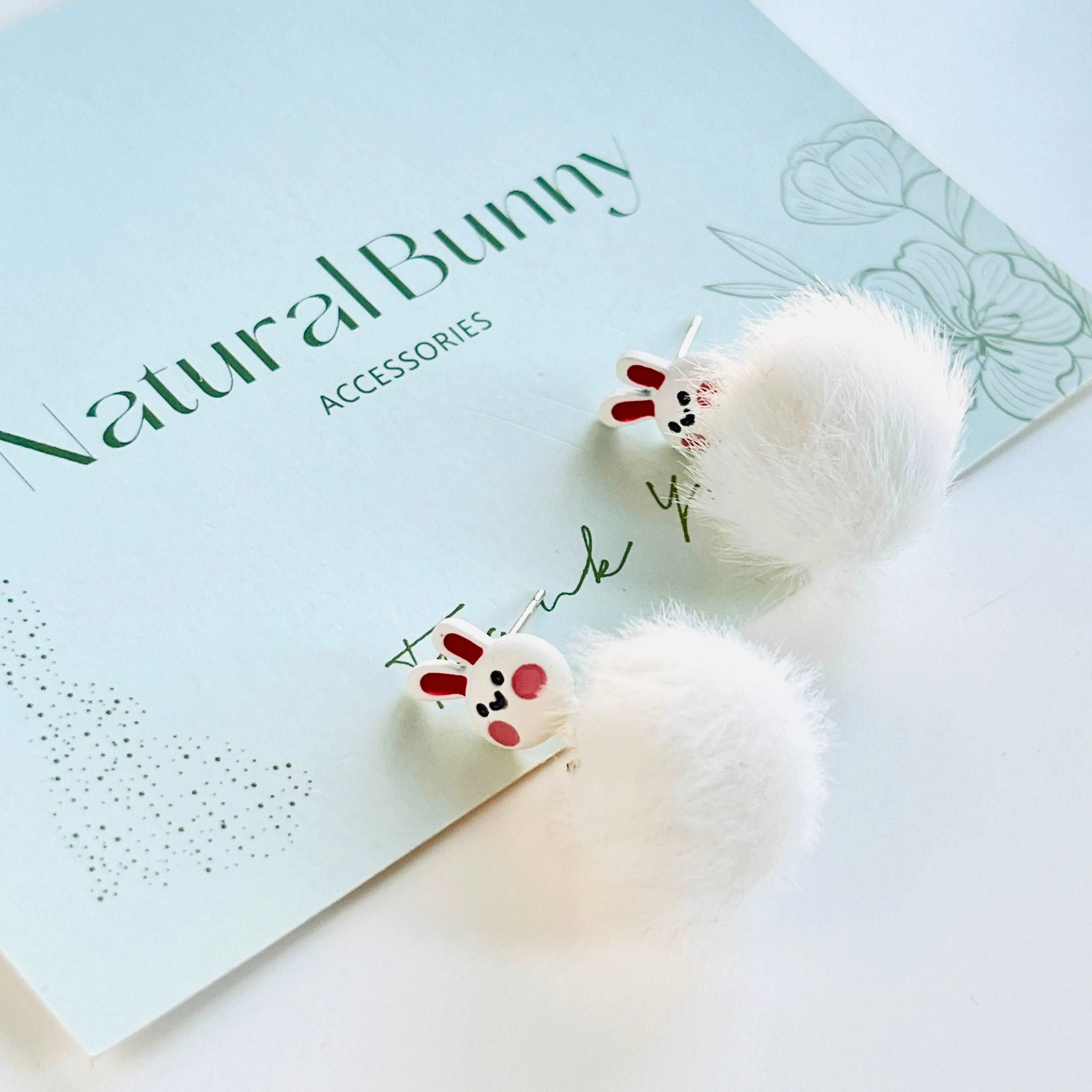 Snow Rabbit Fluffy Earrings