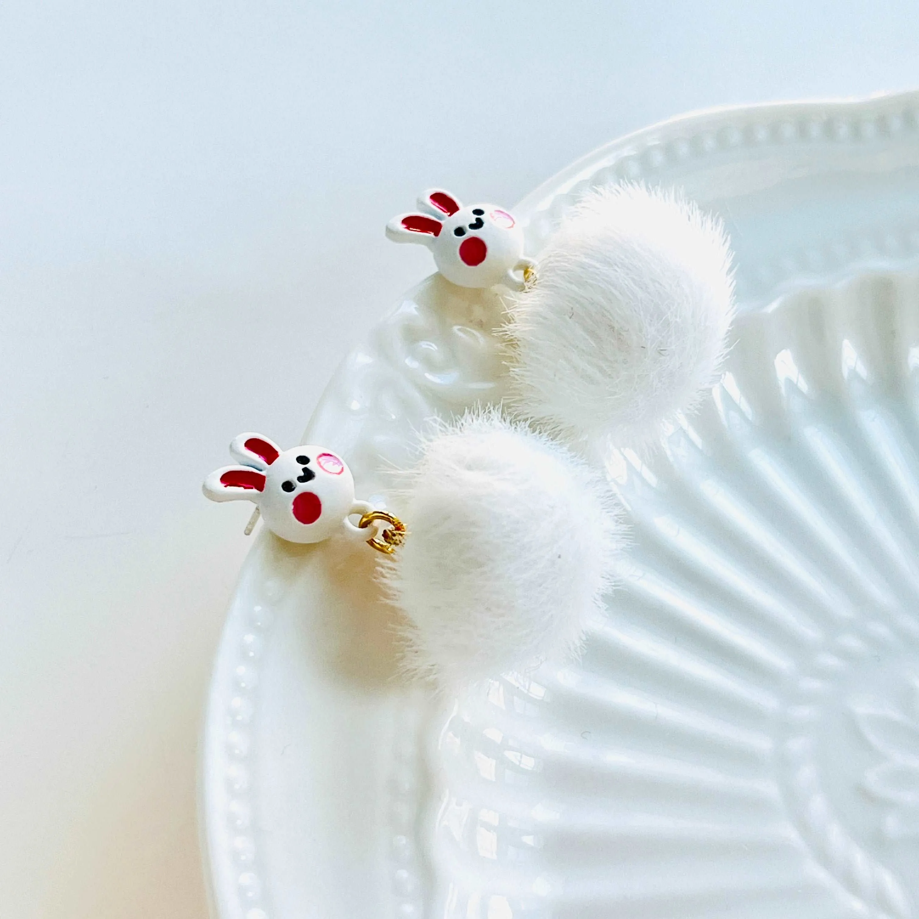 Snow Rabbit Fluffy Earrings