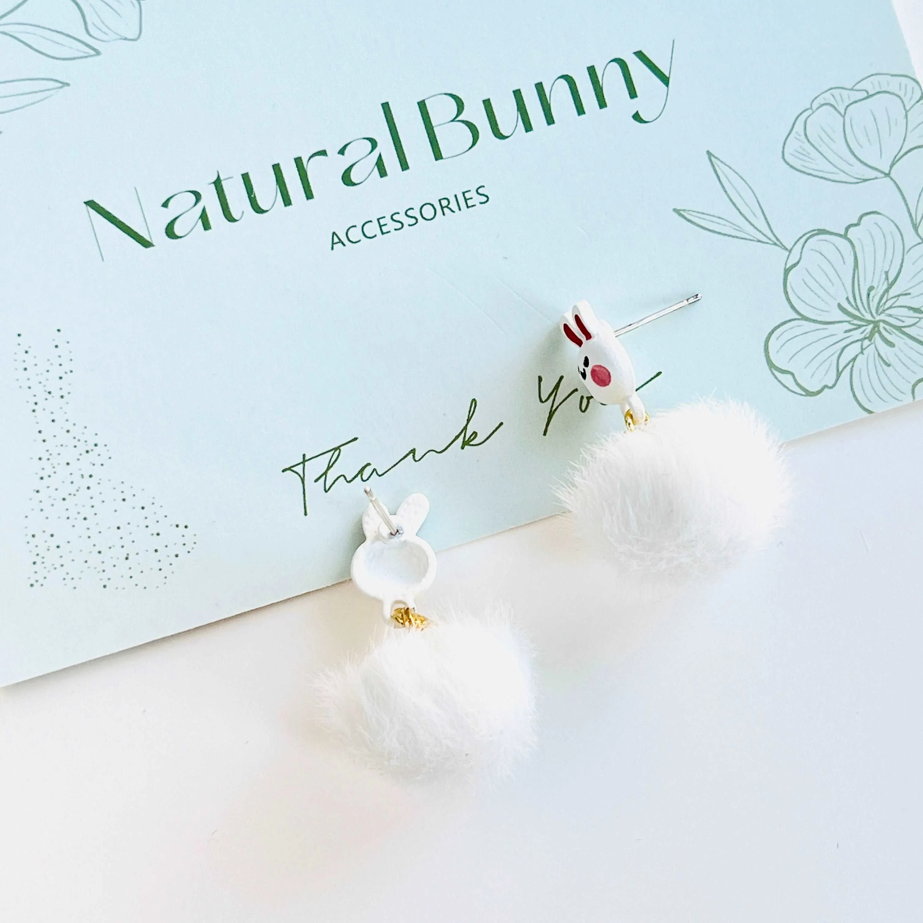 Snow Rabbit Fluffy Earrings