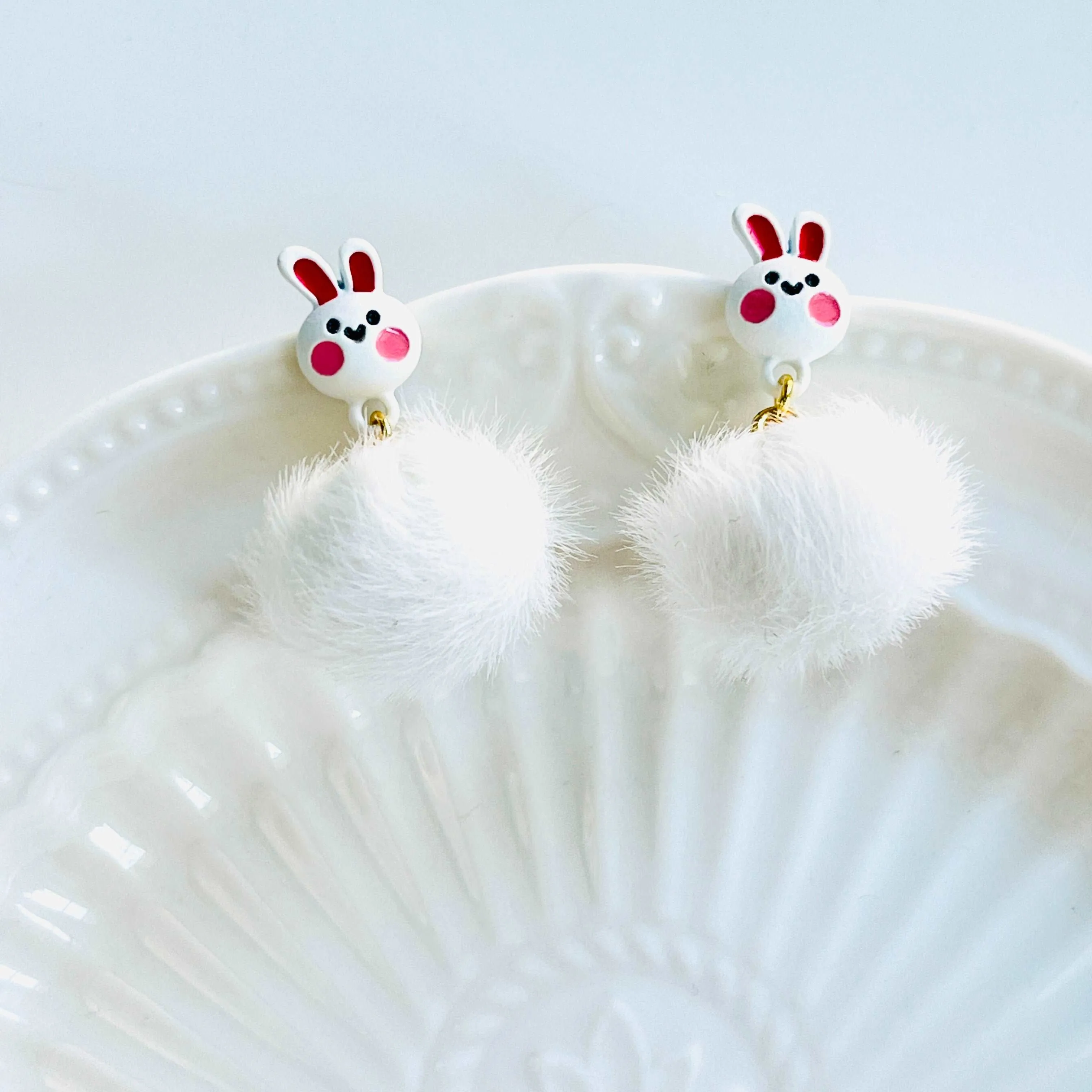 Snow Rabbit Fluffy Earrings