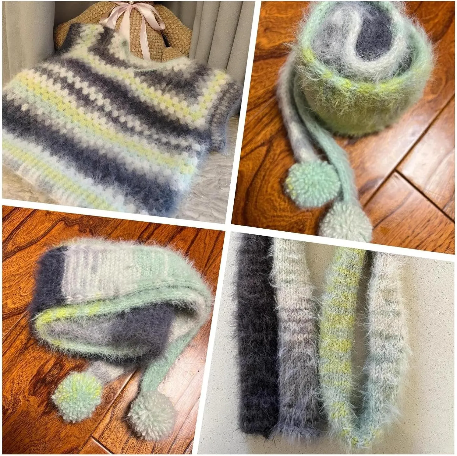 Snowbaby Wool Acrylic Blend Long Pile Yarn,(Worsted) Luxurious Fuzzy Multicolor Gradient Yarn for Knitting and Crocheting Hat Scarf Sweater, 2 * 3.52oz/100g 207yds(54-River of Forgetfulness)