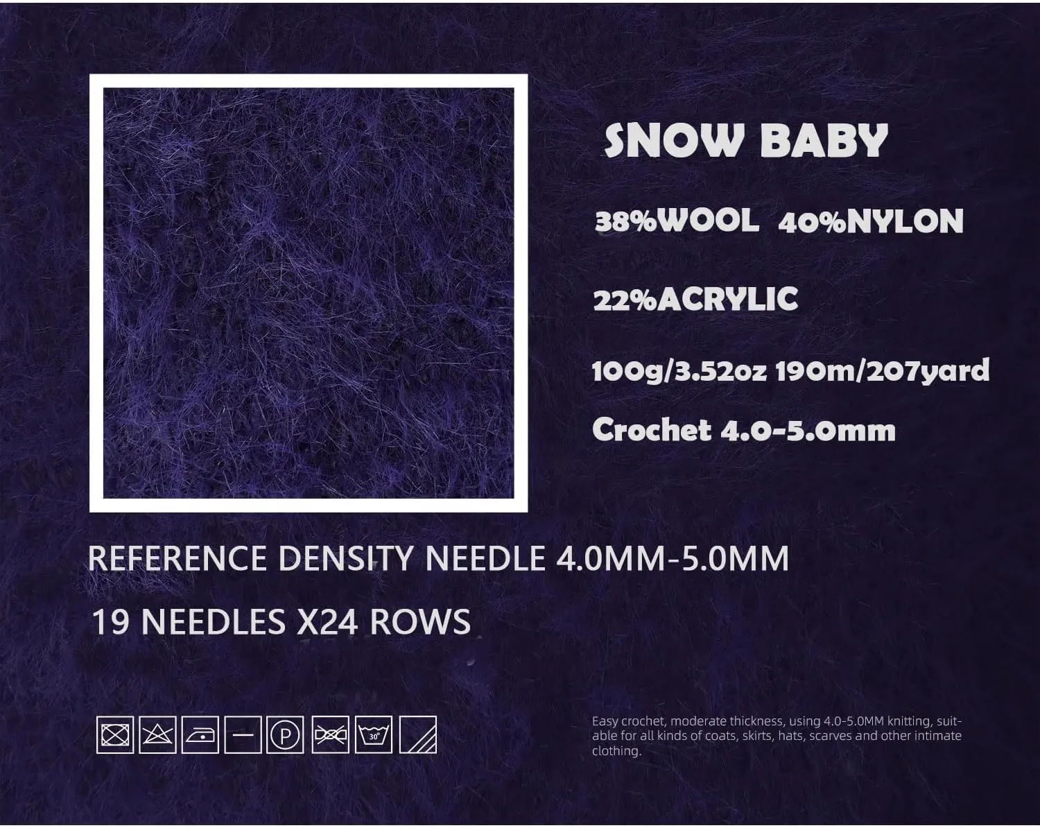 Snowbaby Wool Acrylic Blend Long Pile Yarn,(Worsted) Luxurious Fuzzy Multicolor Gradient Yarn for Knitting and Crocheting Hat Scarf Sweater, 2 * 3.52oz/100g 207yds(55-Sea Salt Girl)