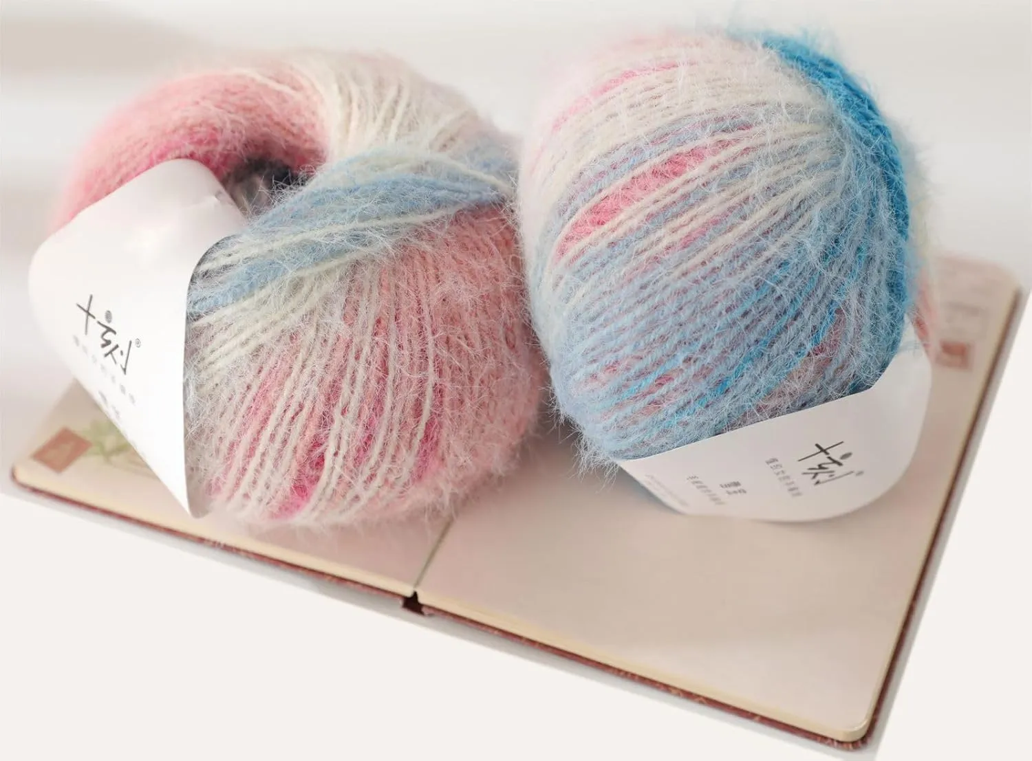 Snowbaby Wool Acrylic Blend Long Pile Yarn,(Worsted) Luxurious Fuzzy Multicolor Gradient Yarn for Knitting and Crocheting Hat Scarf Sweater, 2 * 3.52oz/100g 207yds(55-Sea Salt Girl)