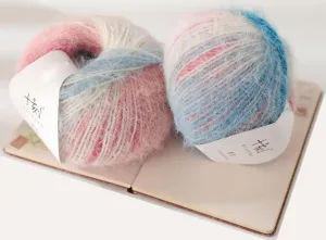 Snowbaby Wool Acrylic Blend Long Pile Yarn,(Worsted) Luxurious Fuzzy Multicolor Gradient Yarn for Knitting and Crocheting Hat Scarf Sweater, 2 * 3.52oz/100g 207yds(55-Sea Salt Girl)