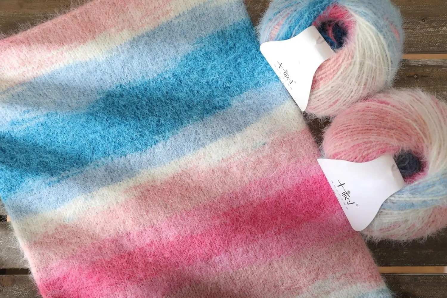 Snowbaby Wool Acrylic Blend Long Pile Yarn,(Worsted) Luxurious Fuzzy Multicolor Gradient Yarn for Knitting and Crocheting Hat Scarf Sweater, 2 * 3.52oz/100g 207yds(55-Sea Salt Girl)