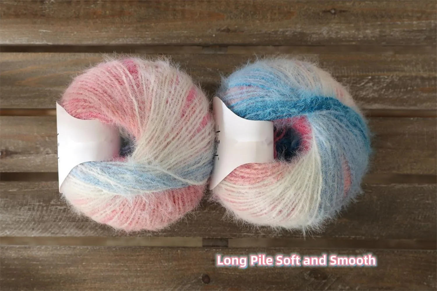 Snowbaby Wool Acrylic Blend Long Pile Yarn,(Worsted) Luxurious Fuzzy Multicolor Gradient Yarn for Knitting and Crocheting Hat Scarf Sweater, 2 * 3.52oz/100g 207yds(55-Sea Salt Girl)