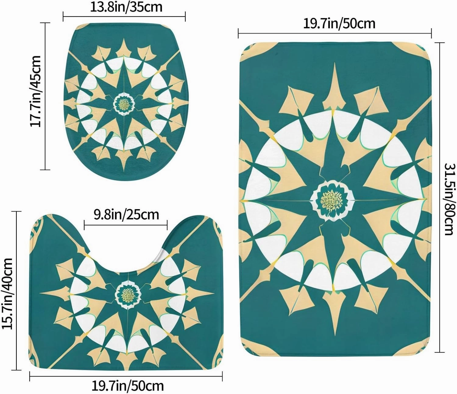 Soft and Comfortable Flannel Bathroom Non Slip Rugs,Super Absorbent Anti-Skid Carpet 3 Pieces/Set Exotic Style Floral