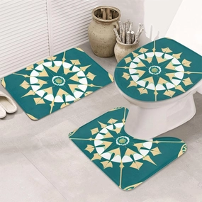 Soft and Comfortable Flannel Bathroom Non Slip Rugs,Super Absorbent Anti-Skid Carpet 3 Pieces/Set Exotic Style Floral