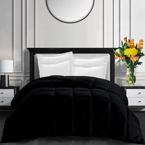 Soft Emperor King Size Comforter 500 GSM 1 Piece Only - 98 x 116 Inches - 1000 Thread Count Egyptian Cotton Bedding Bed in a Bag Comforter Wrinkle & Fade Resistant - Black