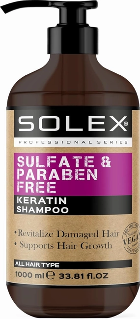 Solex Keratin Shampoo for Hair Growth - Sulfate & Paraben Free - Volumizing Shampoo for Hair Loss - Treatment for Men & Women, Thickening Volumizing Products, (1 Pack x 33.8 Fl Oz. / 1000 mL)