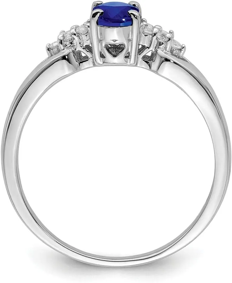 Solid Sterling Silver Rhodium-Plated Blue And White Sapphire Ring