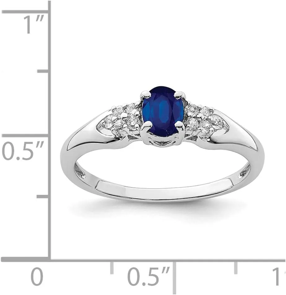 Solid Sterling Silver Rhodium-Plated Blue And White Sapphire Ring