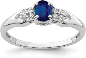 Solid Sterling Silver Rhodium-Plated Blue And White Sapphire Ring