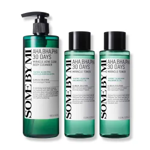 SOME BY MI AHA BHA PHA 30 Days Miracle Toner Pack of 2   AHA BHA PHA 30 Days Miracle Acne Clear Body Cleanser